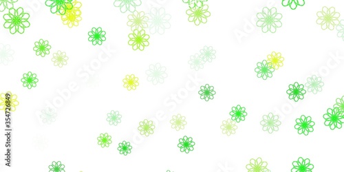 Light Green  Yellow vector natural backdrop with flowers.