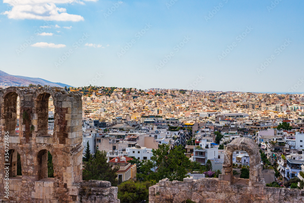 view of the ancient city of Athens, Greece