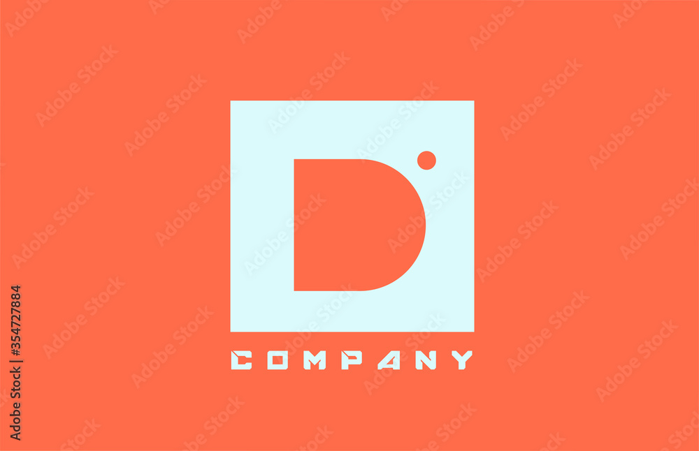 white orange D alphabet letter logo icon for business and company with dot design - obrazy, fototapety, plakaty 