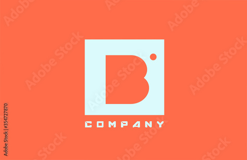 white orange B alphabet letter logo icon for business and company with dot design photo