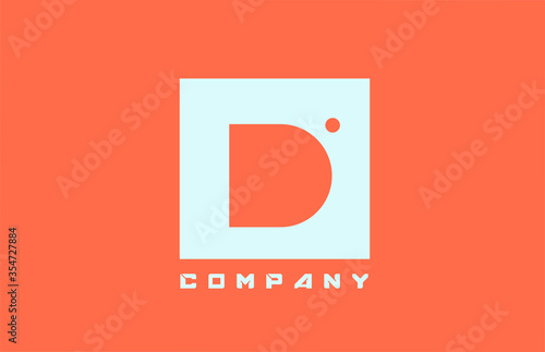 white orange D alphabet letter logo icon for business and company with dot design photo