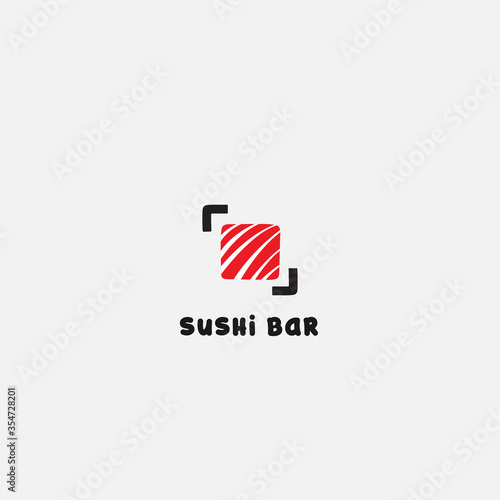 Sushi logo template. Japanese traditional cuisine, tasty food icon. asian sushi bar vector logo
