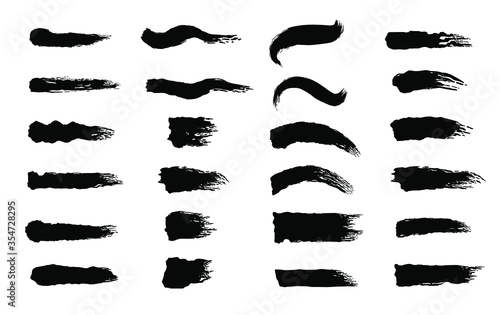 Collection of paintbrush strokes isolated on white. Vector illustration.
