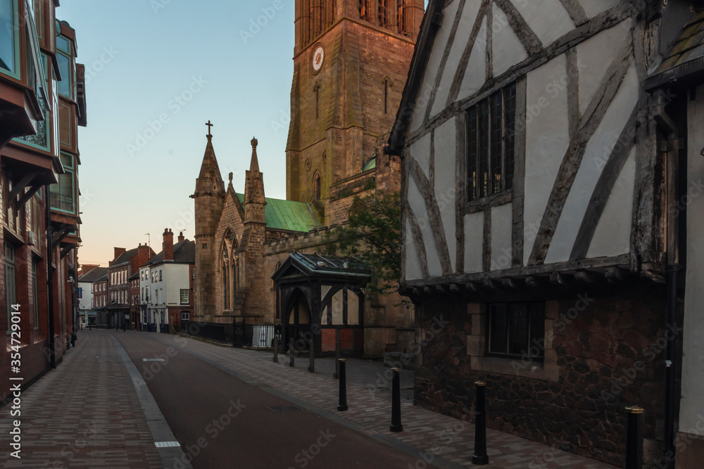 Old Guildhall and St. Martin's cathedral in Leicester.