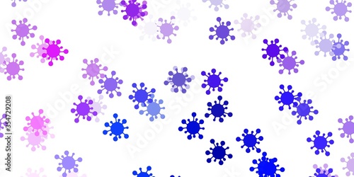 Light pink, blue vector backdrop with virus symbols. © Guskova