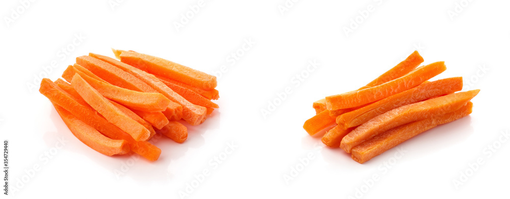 raw chopped carrot isolated on a white background raw chopped carrot isolated on a white background