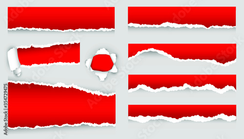 Set of emply ripped paper. Ripped edges. Vector illustration.