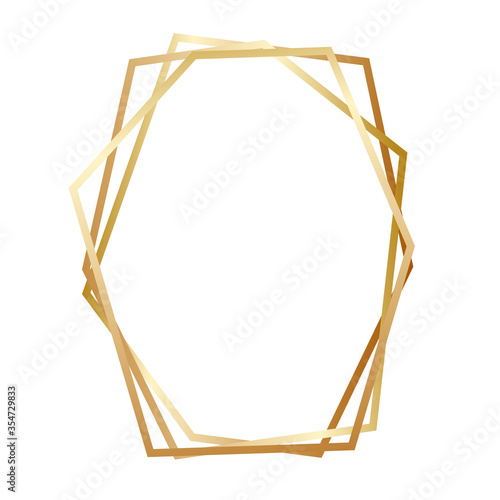 Geometric Polygonal Golden Frame with copy space for card design on white, stock vector illustration