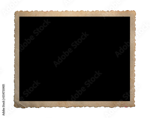 Blank old photo isolated on white
