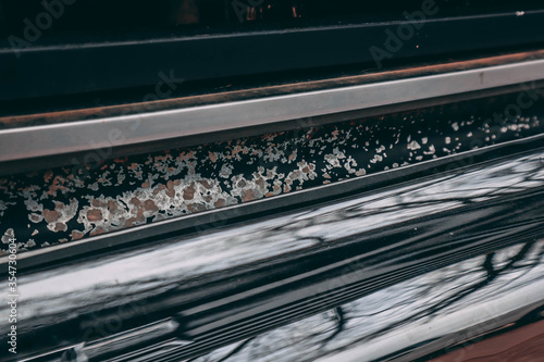 Chrome and chipping paint of a bumper