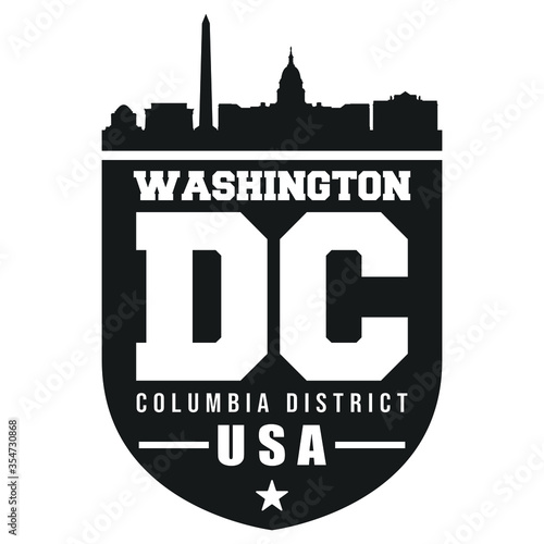 Washington DC USA Badge. Vector Stamps City Skyline. Seal Cut File Design.