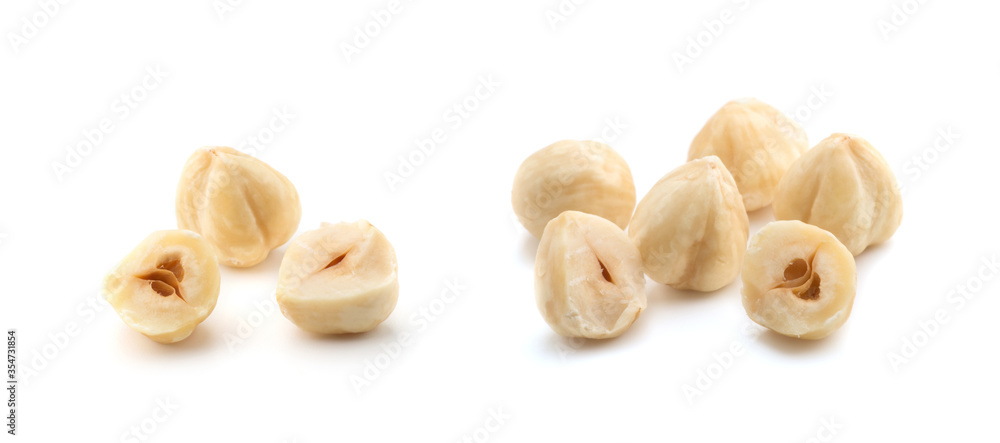 Hazelnuts isolated on the white background Hazelnuts isolated on the white background