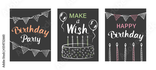 Three birthday related postcards