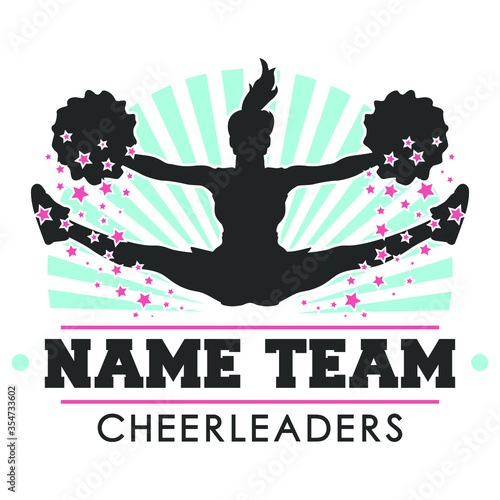 Cheerleader Logo team. Vector Design Illustration. Cheer jump Art.