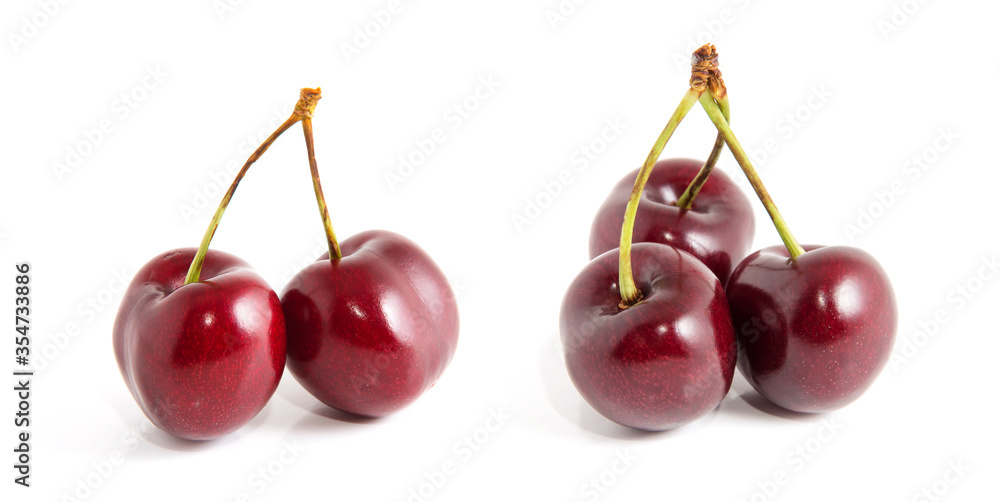 Sweet ripe cherry isolated on white background. Sweet ripe cherry isolated on white background.