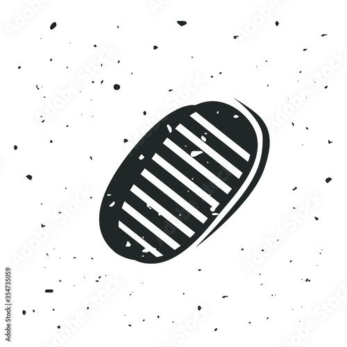 Print of astronaut's boot on the surface of the moon. Vector illustration.