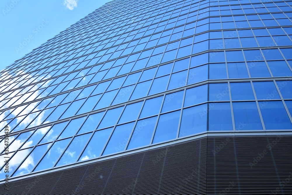 Facade Texture Of A Glass Mirrored Office Building. Fragment Of The ...