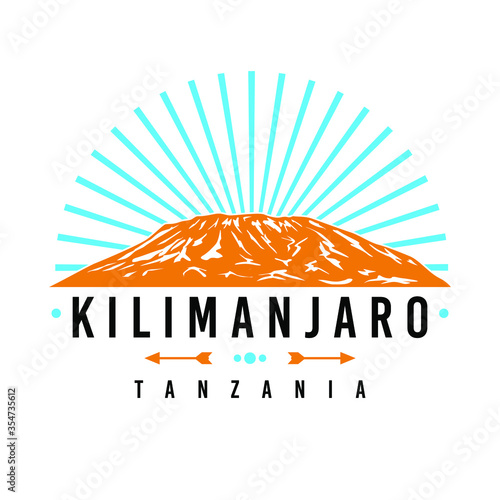 Kilimanjaro Skyline Mountain. Silhouette Design Vector Art. Africa Famous Nature Symbols.