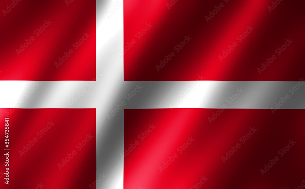 3D rendering of the waving flag Denmark