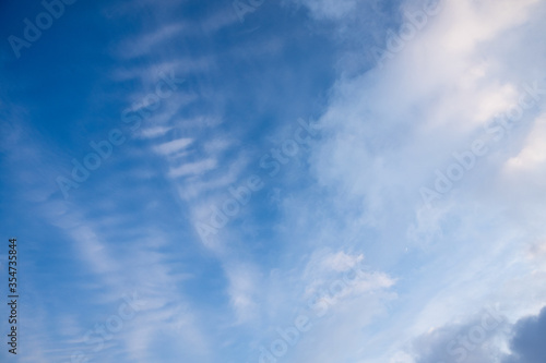 Cirrus clouds high in the blue sky  the background and texture