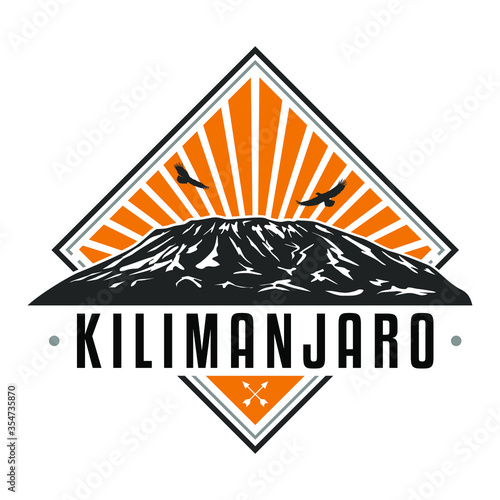 Kilimanjaro Tanzania Skyline Mountain. Silhouette Design Vector Art. Africa Famous Nature Symbols.