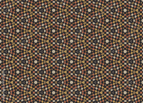 seamless geometric pattern with colored squares forming circles
