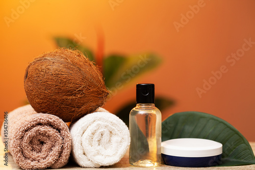 Natural cosmetics based on coconut oil for a spa treatment