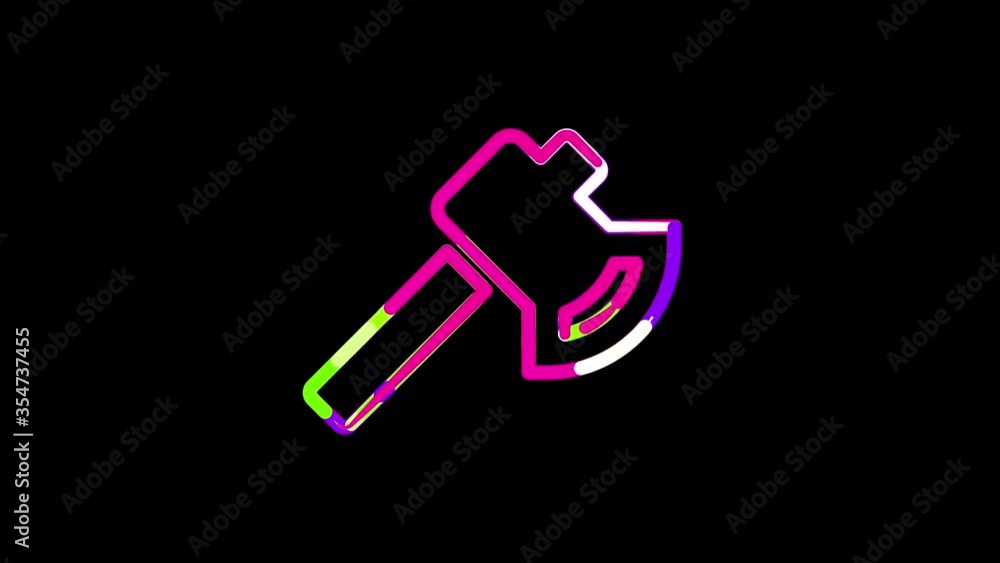 Circles gather in symbol axe. After it crumbles in a line and moves to the camera. Alpha channel black Circles gather in symbol axe. After it crumbles in a line and moves to the camera. Alpha channel black