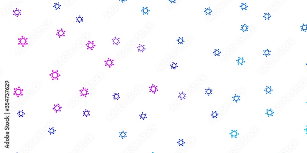 Light pink, blue vector backdrop with virus symbols.