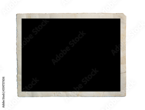Blank old photo isolated on white