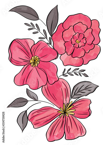 abstract illustrations  flowers  color full  prints