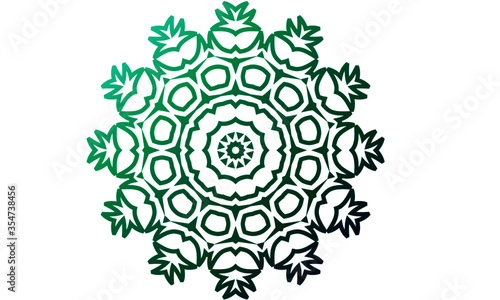 Green simple mandala icon on white background