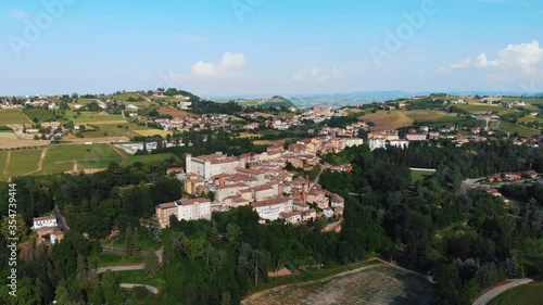 Costigliole d'Asti town (Piedmont, Italy): aerial landscape monferrato langhe photo