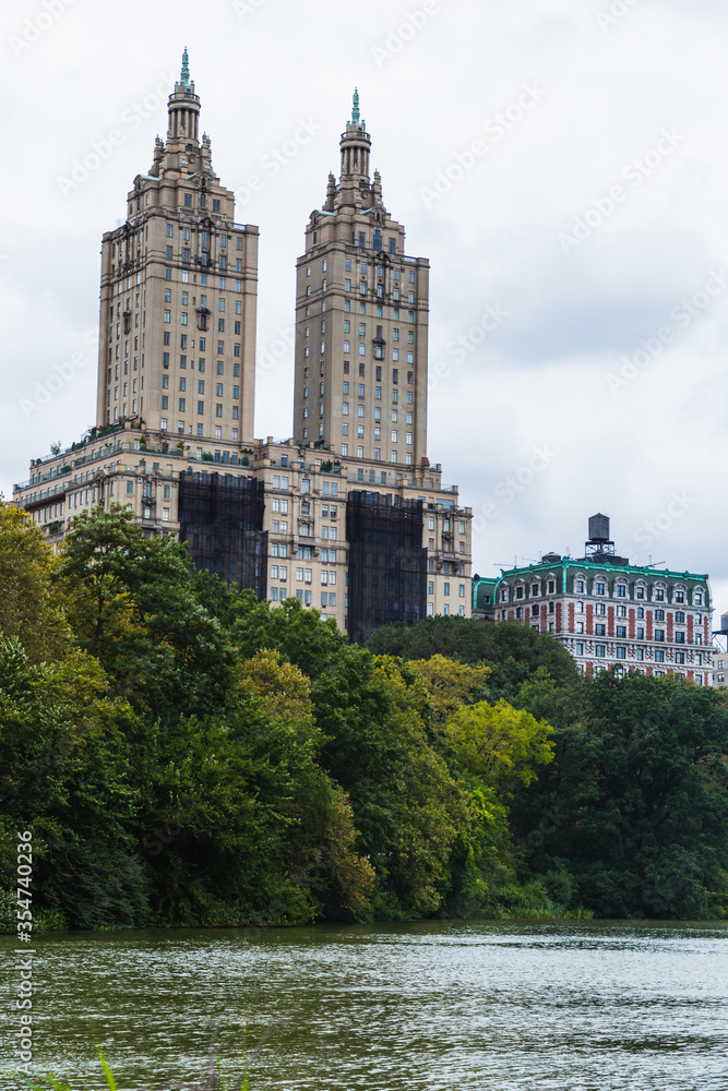 view of the city of the lake in Central Park view of the city of the lake in Central Park