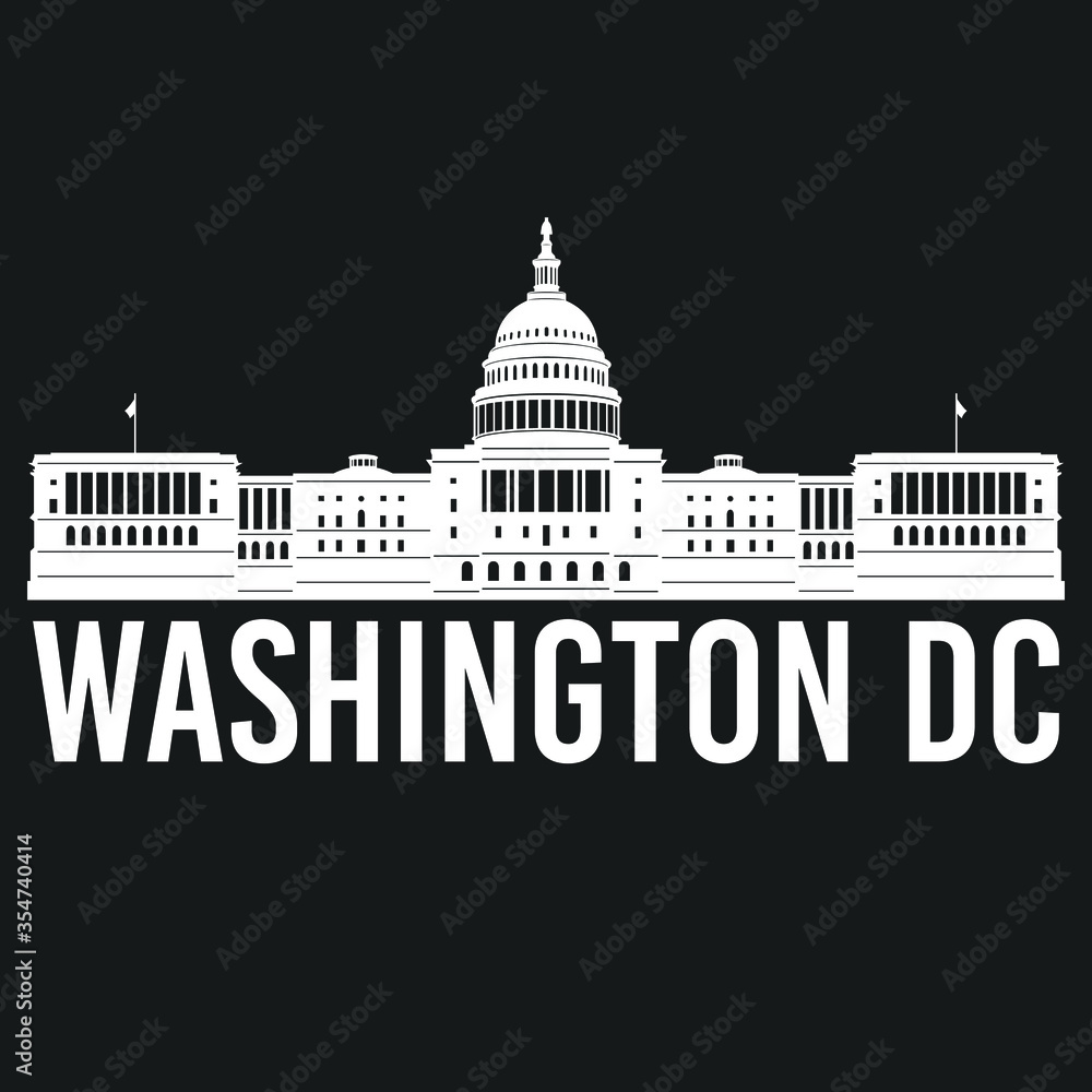 Washington Dc Capitol Hill Silhouette Building. Vector illustration Icon.