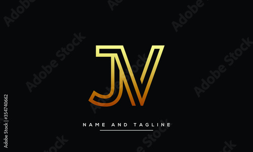 alphabet letters monogram icon logo VJ or JV photo