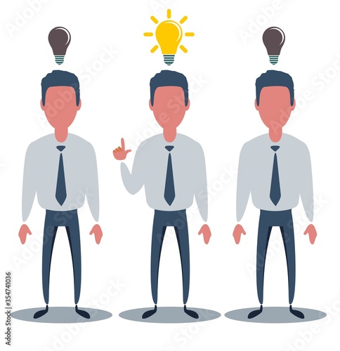 Digital composite of Business people with light bulb over head. Vector flat design illustration.