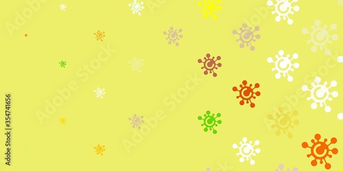 Light Green  Yellow vector backdrop with virus symbols.