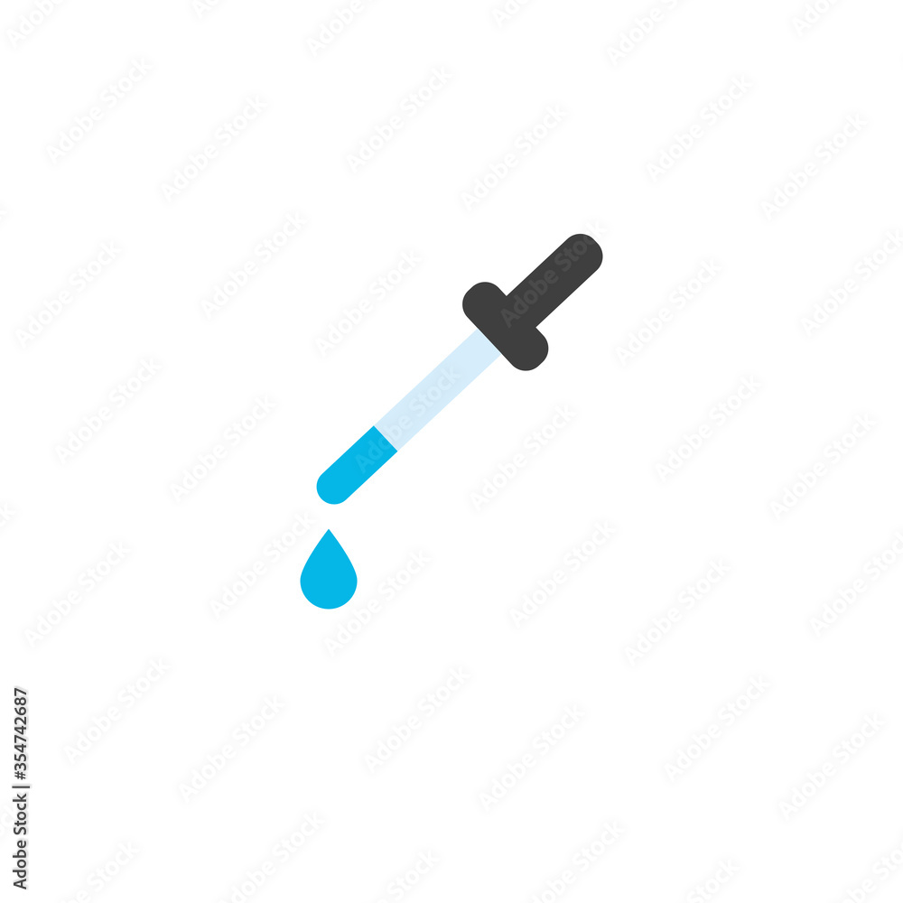 Pipette icon. Element of medical, chemistry lab equipment set. Black eyedropper icon isolated white background. Pipette with drop. Medicine. Vector illustration. Silhouette, pictogram pipette. Pipette icon. Element of medical, chemistry lab equipment set. Black eyedropper icon isolated white background. Pipette with drop. Medicine. Vector illustration. Silhouette, pictogram pipette.
