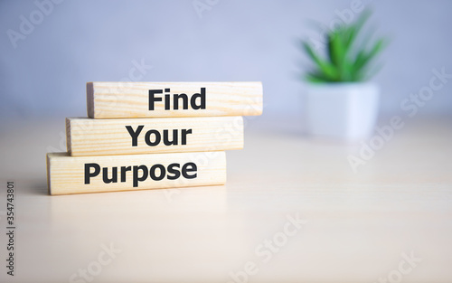 Find your purpose word on wooden blocks.