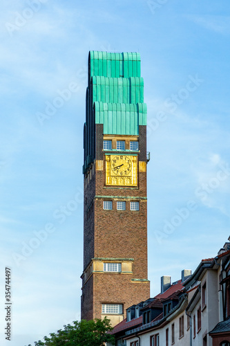 famous wedding tower (Hochzeitsturm) at the art nouveau area Mathildenhoehe in Darmstadt photo
