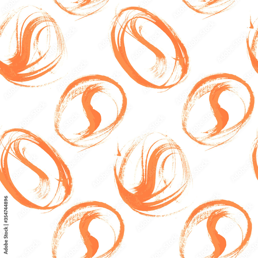Seamless ornament pattern of thick orange paint in broad strokes coffee beans Seamless ornament pattern of thick orange paint in broad strokes coffee beans