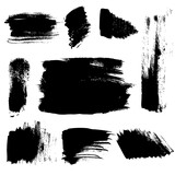 Set of abstract brush strokes on paper. Vector