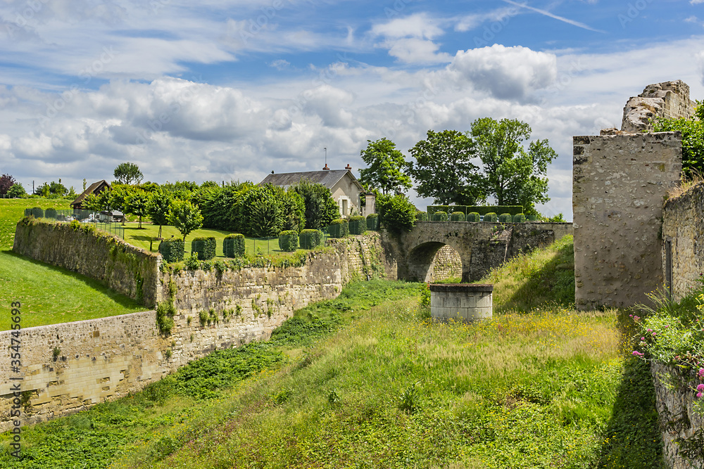 Amazing ornamental garden near Chateau d'Amboise (late 15th century). Amboise, Indre-et-Loire, Loire Valley, France.