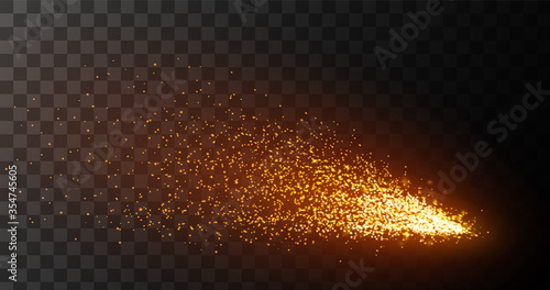 Fire sparks on transparent background. Iron cutting or metal welding.