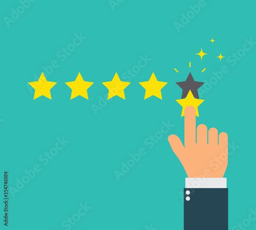 hand give star rating flat vector. feedback