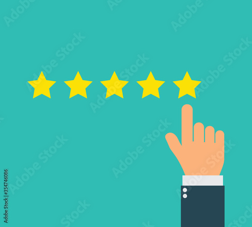 hand give star rating flat vector. feedback