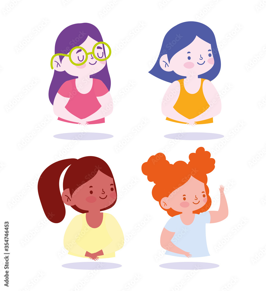 little girls cartoon character female avatar portrait icons little girls cartoon character female avatar portrait icons