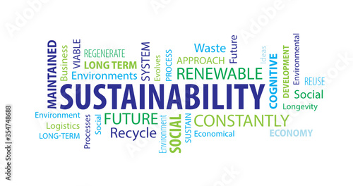 Sustainability Word  Cloud on a White Background