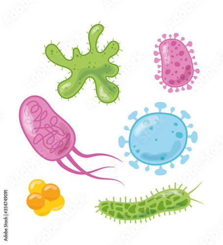 bacteria and virus cells molecule science disease set